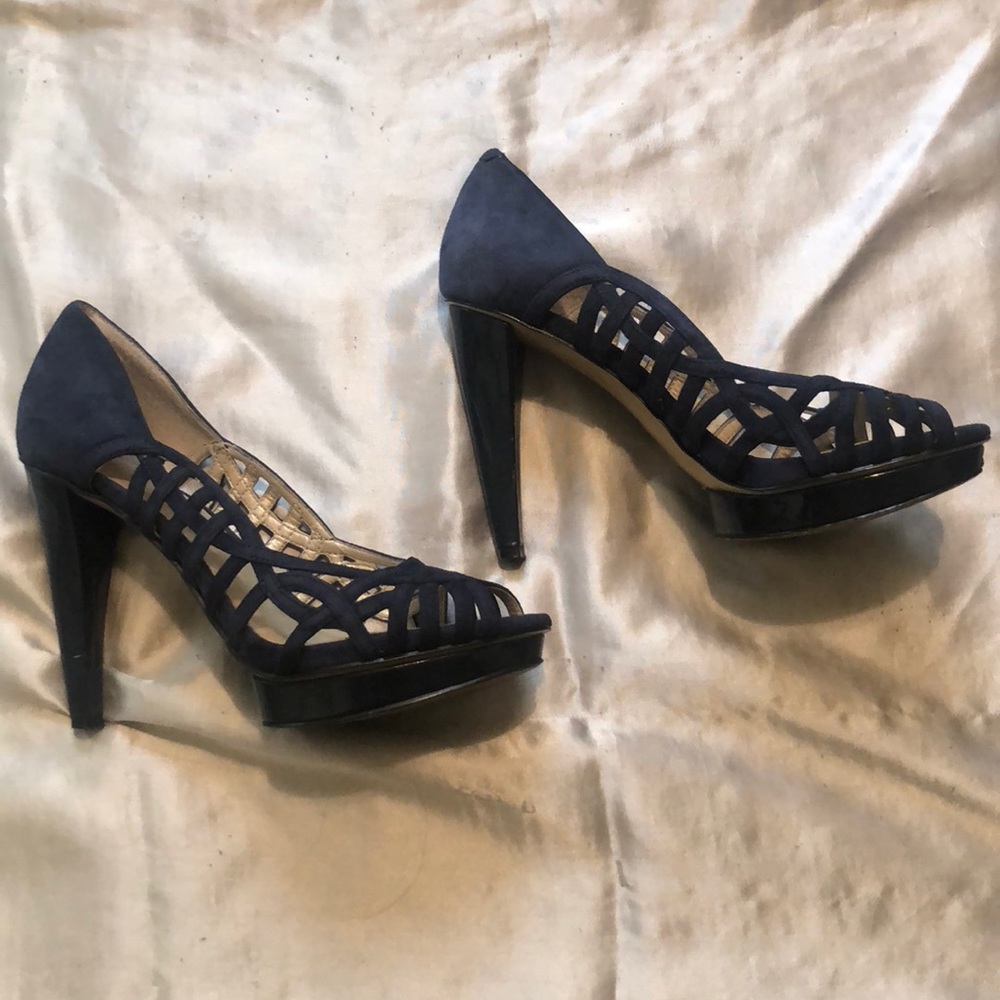 Nine West platform heels.  Navy Blue size 6.5.